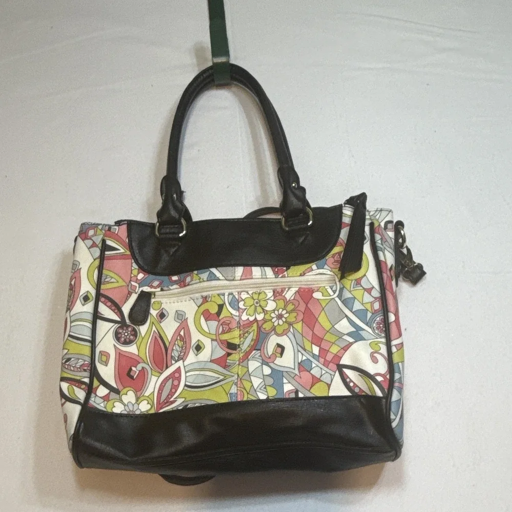 Nicole by Nicole Miller Floral Satchel Top Handle Bag, Detachable Strap, Large